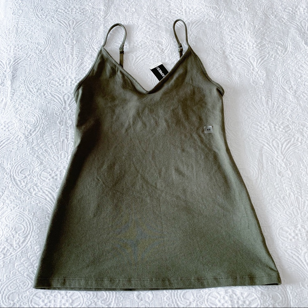 Express Olive Green V Neck Tank Top